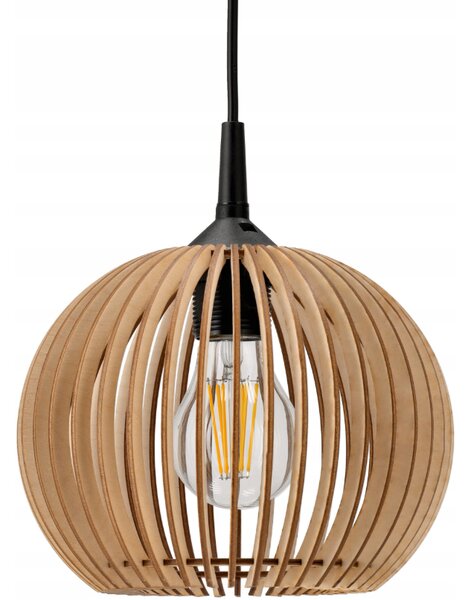 LED STROPNÍ ZÁVĚSNÉ SVÍTIDLO, DŘEVĚNÉ, 1xE27 + KLIP PRO SNADNOU MONTÁŽ BERGE
