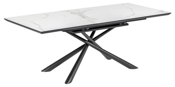 Bílý skleněný rozkládací jídelní stůl Kave Home Theone s mramorovým dekorem 160-210 x 90 cm