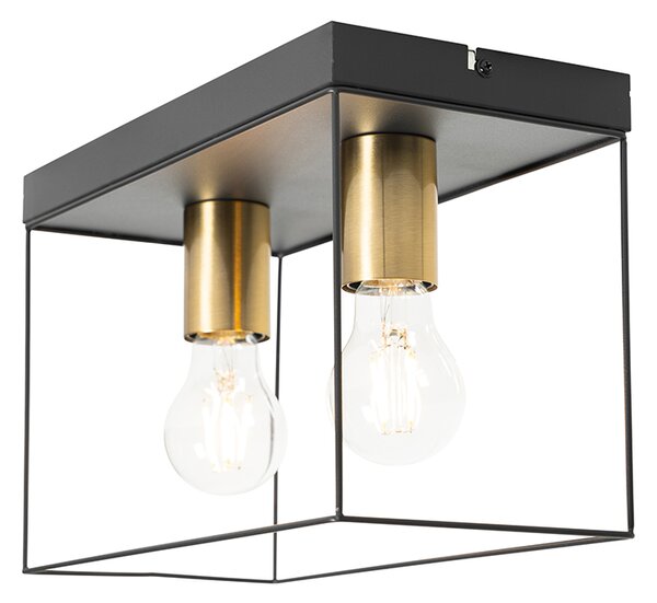Minimalistické stropní svítidlo černé se zlatem 2-světlo - Kodi