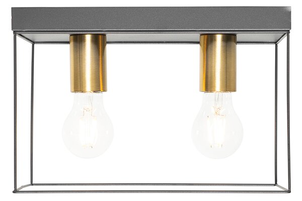 Minimalistické stropní svítidlo černé se zlatem 2-světlo - Kodi