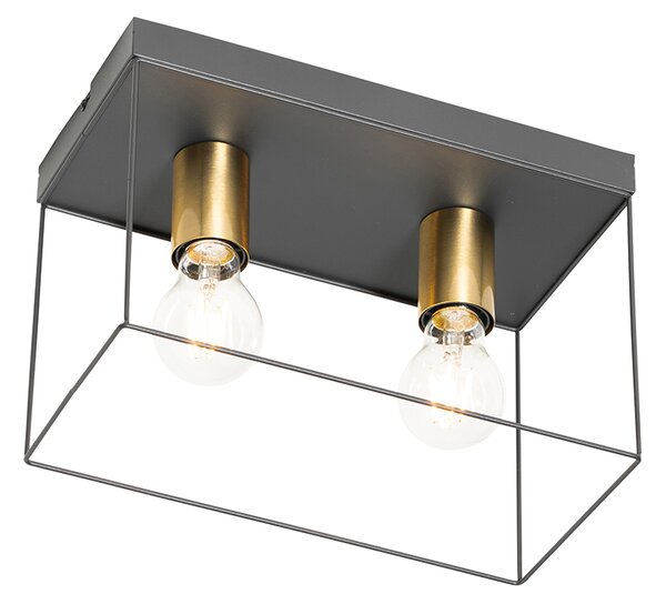 Minimalistické stropní svítidlo černé se zlatem 2-světlo - Kodi