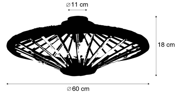 Orientální stropní svítidlo bambus s černou 60 cm - Evalin