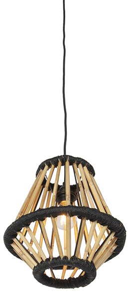 Orientální závěsné svítidlo bambus s černou 32 cm - Evalin