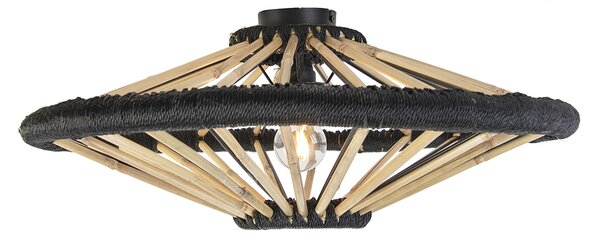 Orientální stropní svítidlo bambus s černou 60 cm - Evalin
