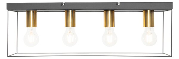 Minimalistické stropní svítidlo černé se zlatem 4-světlo - Kodi