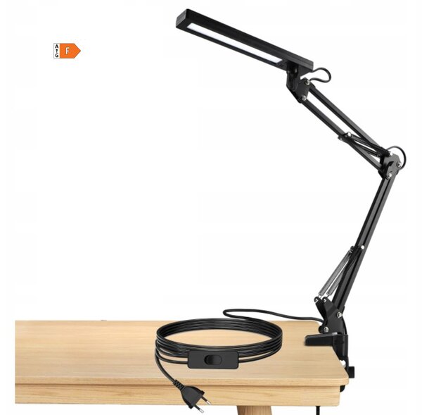 Smart LED LED stolní stmívatelná pracovní lampa s klipem 5W/200Lm/černá barva