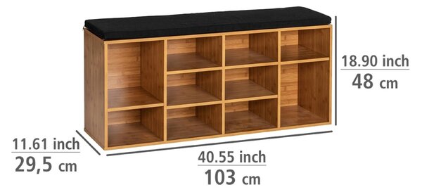 Botník se sedákem z černé látky LOFT, hnědá, Wenko
