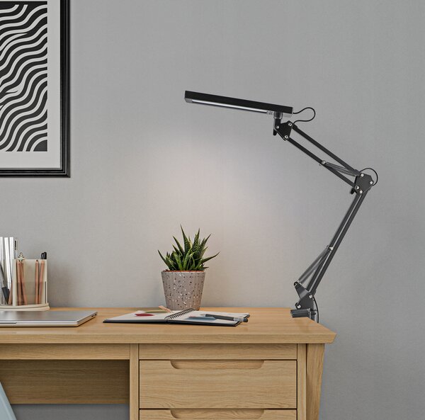 Smart LED LED stolní stmívatelná pracovní lampa s klipem 5W/200Lm/černá barva