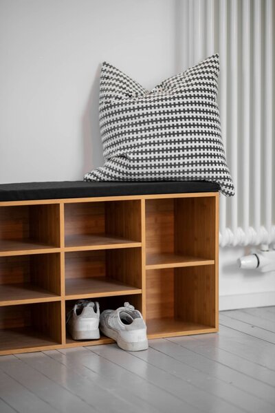 Botník se sedákem z černé látky LOFT, hnědá, Wenko