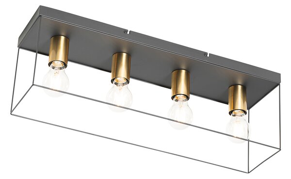 Minimalistické stropní svítidlo černé se zlatem 4-světlo - Kodi