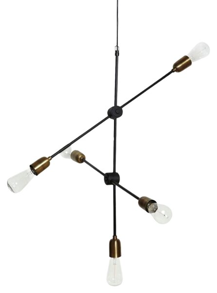 House Doctor Černé kovové závěsné světlo Molecular 68 cm