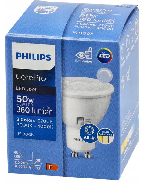 LED žárovka GU10 4,8W 360lm CorePro CCT