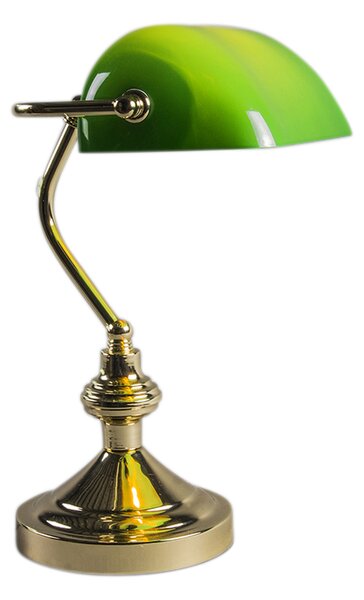 Chytrá stolní lampa mosazná se zeleným sklem vč. WiFi P45 - Banker