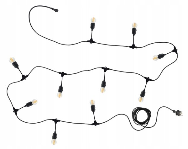 ZAHRADNÍ SVĚTELNÝ ŘETĚZ 10M 10xE27 Sada s LED žárovkami IP44