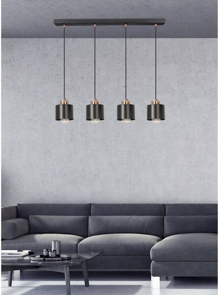 Černé kovové závěsné svítidlo 12x75 cm Olena – Candellux Lighting