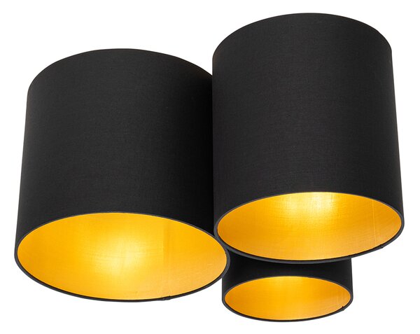Stropní lampa černá se zlatým vnitřkem 3-světlo - Multidrum