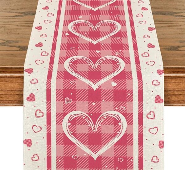 Bavlissimo Stolní běhoun se vzorem srdce 183 x 33 cm a 90 x 33 cm barva a vzor: Srdce 2 velikost 90 x 33 cm