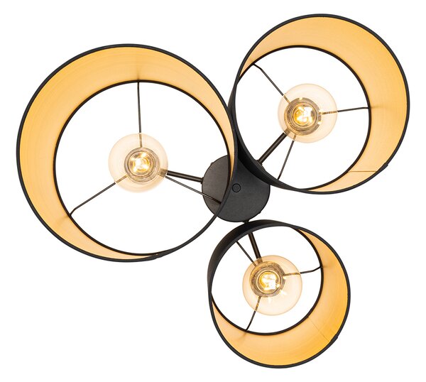 Stropní lampa černá se zlatým vnitřkem 3-světlo - Multidrum