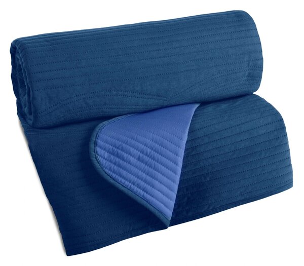 PŘEHOZ NA POSTEL VELVET2 170X210 CM TMAVĚMODRÝ