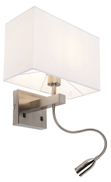 Chytrá nástěnná lampa ocel s odstínem krémově bílým vč. Wi-Fi P45 - Bergamo