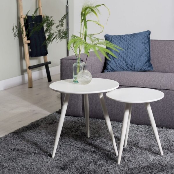 White Label Bílý set dvou odkládacích stolků WLL DAVEN 40/50 cm