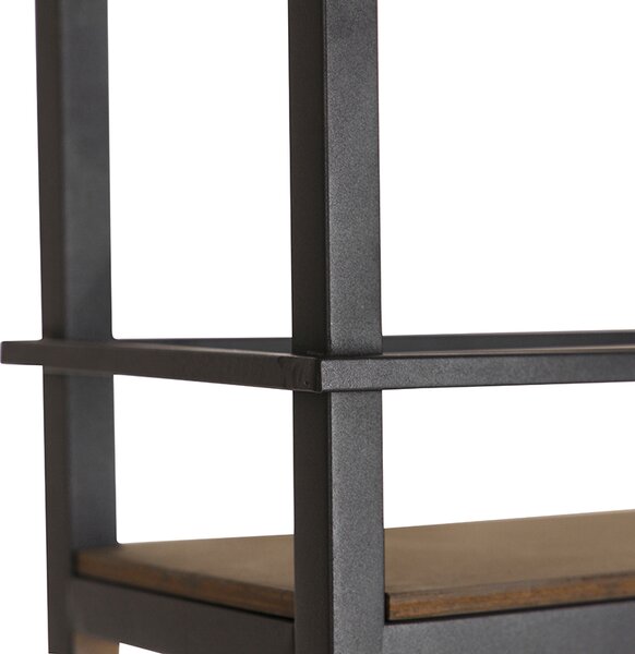 Chytré závěsné svítidlo černé se dřevem a policí 4-světlo vč. Wifi A60 - Cage Rack