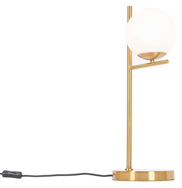Stolní lampa Art Deco zlatá a opálové sklo - Flore