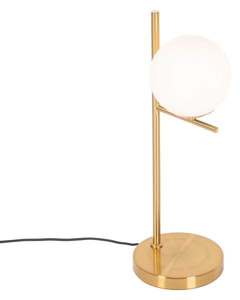 Stolní lampa Art Deco zlatá a opálové sklo - Flore
