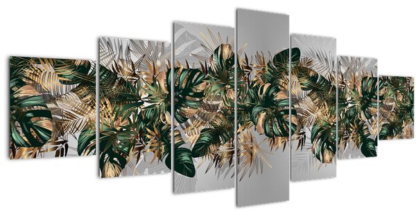 Obraz - Zlato-zelené tropické listy (210x100 cm)