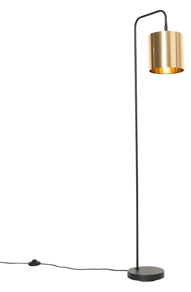 Moderní stojací lampa černá se zlatem - Lofty
