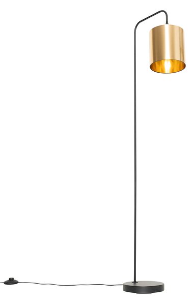 Moderní stojací lampa černá se zlatem - Lofty