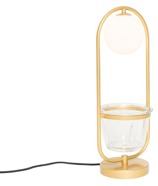 Art Deco stolní lampa zlatá s bílým sklem - Isabella