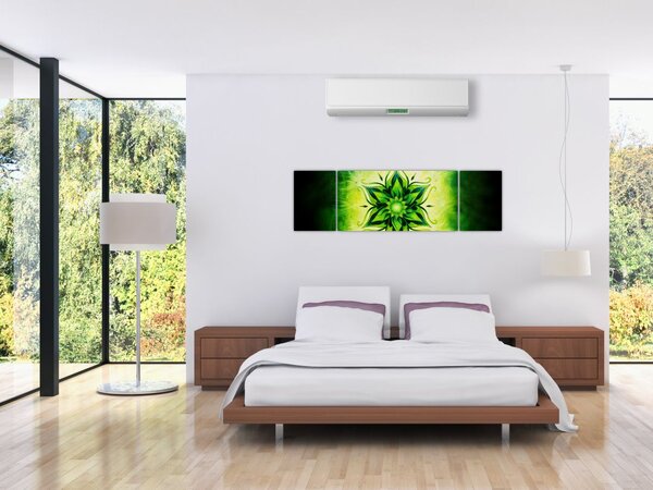 Obraz - Květinová mandala v zeleném pozadí (170x50 cm)
