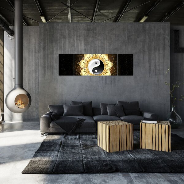Obraz - Zlatý Yin-Yang (170x50 cm)