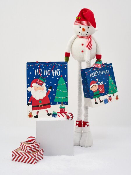 Sinsay - Vánoční dárkové tašky s motivem Santa Clause, elfů a vánočního stromku 4 pack - vícebarevná