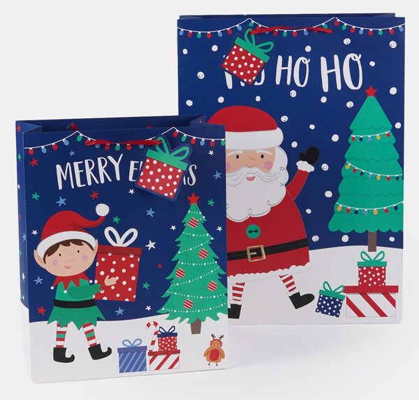 Sinsay - Vánoční dárkové tašky s motivem Santa Clause, elfů a vánočního stromku 4 pack - vícebarevná