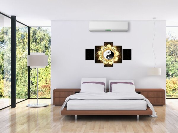 Obraz - Zlatý Yin-Yang (125x70 cm)
