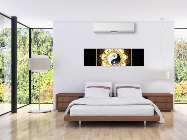 Obraz - Zlatý Yin-Yang (170x50 cm)