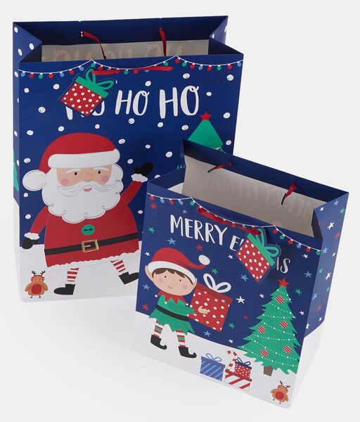 Sinsay - Vánoční dárkové tašky s motivem Santa Clause, elfů a vánočního stromku 4 pack - vícebarevná