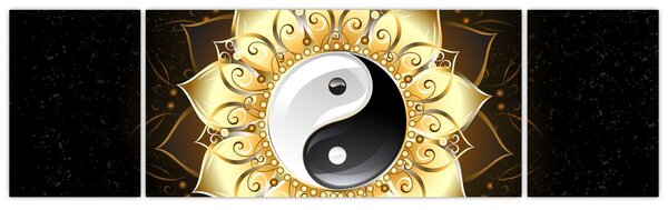 Obraz - Zlatý Yin-Yang (170x50 cm)