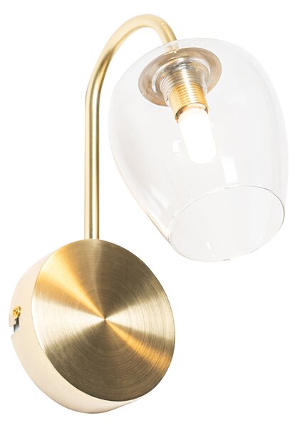Klasická zlatá nástěnná lampa se sklem - Elien