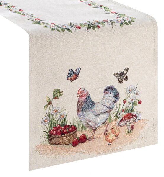 GOBELÍNOVÝ BĚHOUN NA STŮL FOWL 40X100 CM VZOROVANÁ