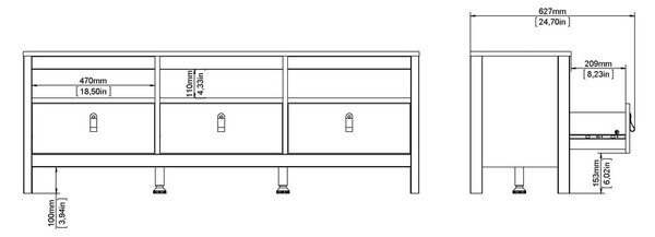 Černý TV stolek 151x54 cm Madrid – Tvilum
