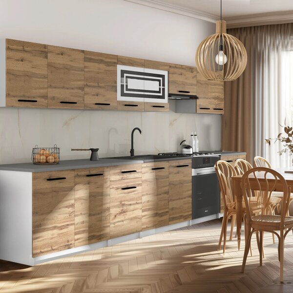 Kuchyňský nábytek 320 cm dubové dub wotan dub sonoma s pracovní deskou
