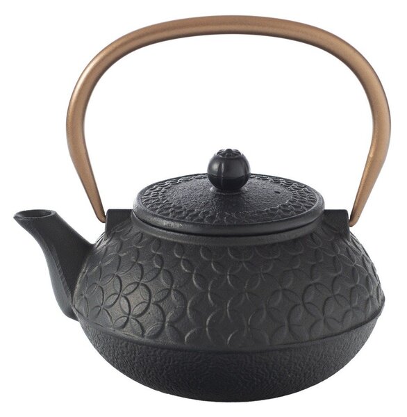 Litinová čajová konvice v černé barvě BLACK FLOWER, 1 l