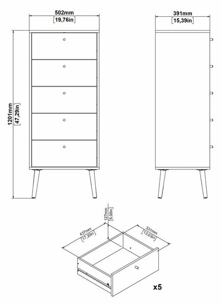 Bílá vysoká komoda 50x120 cm Bodo – Tvilum