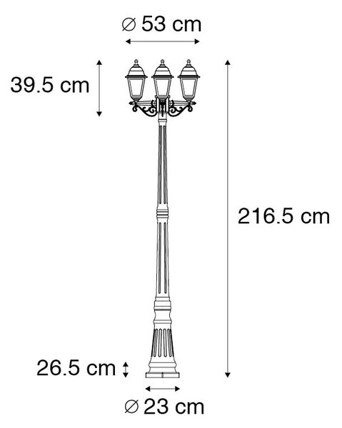 Chytrá venkovní lucerna černá 3-světla vč. Wifi ST64 - New Haven