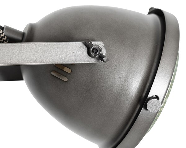 Průmyslová stojací lampa ocel s dřevem 2-světlo - Emado