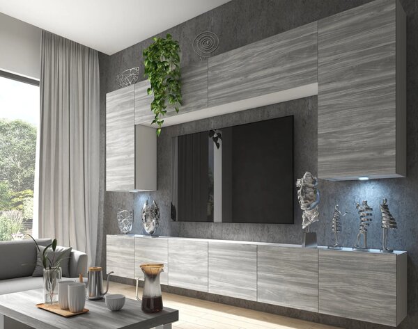 Obývací stěna 300 cm TV šedá antracit grafit IMP