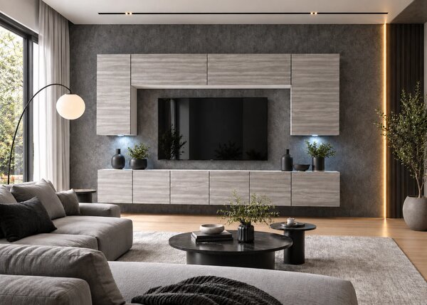 Obývací stěna 300 cm TV šedá antracit grafit IMP